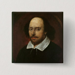 Portrait of William Shakespeare c.1610 15 Cm Square Badge