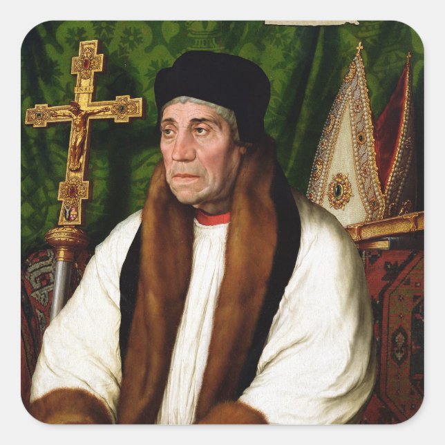 Portrait of William Warham Square Sticker (Front)