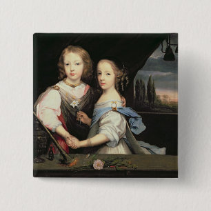 Portrait of Winston and Arabella (1648-1730) Churc 15 Cm Square Badge