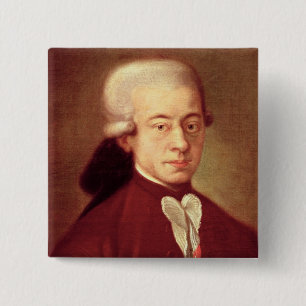 Portrait of Wolfgang Amadeus Mozart  after 1770 15 Cm Square Badge
