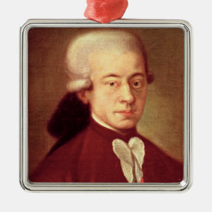 Portrait of Wolfgang Amadeus Mozart after 1770 Metal Tree Decoration