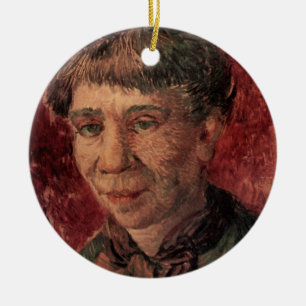 Portrait of Woman Madame Tanguy, Vincent van Gogh Ceramic Tree Decoration