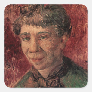 Portrait of Woman Madame Tanguy, Vincent van Gogh Square Sticker