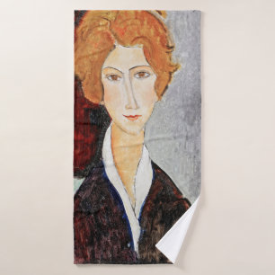 Portrait of Woman, Modigliani Bath Towel