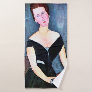 Portrait of Woman, Modigliani Bath Towel