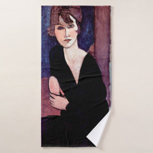 Portrait of Woman, Modigliani Bath Towel