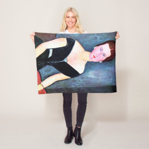 Portrait of Woman, Modigliani Fleece Blanket
