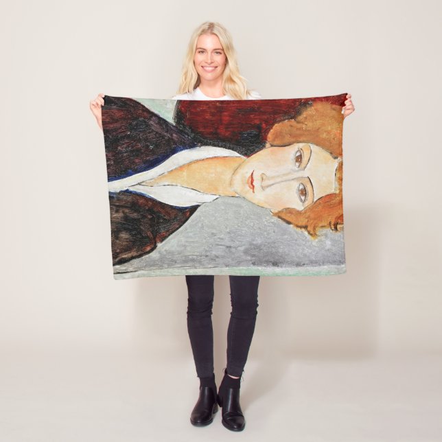 Portrait of Woman, Modigliani Fleece Blanket (In Situ)
