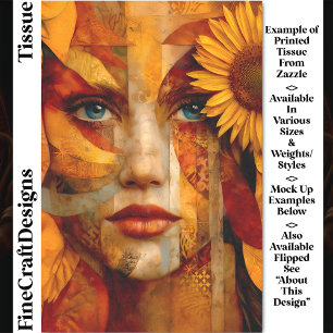 Portrait of Woman with Sunflower DS8R Decoupage Tissue Paper