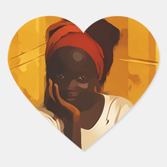 Portrait of Young african girl Heart Sticker