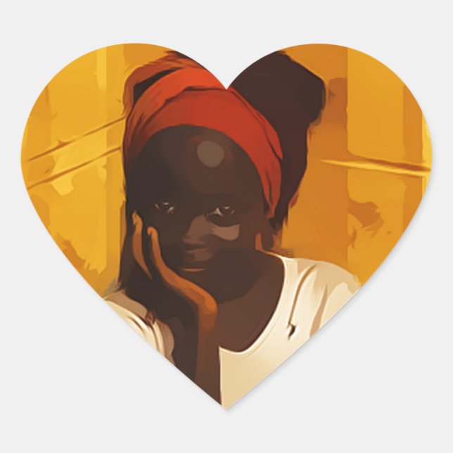 Portrait of young african girl heart sticker (Front)