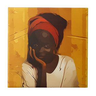 Portrait of Young african girl Tile
