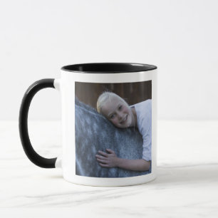 portrait of young girl on white horse mug