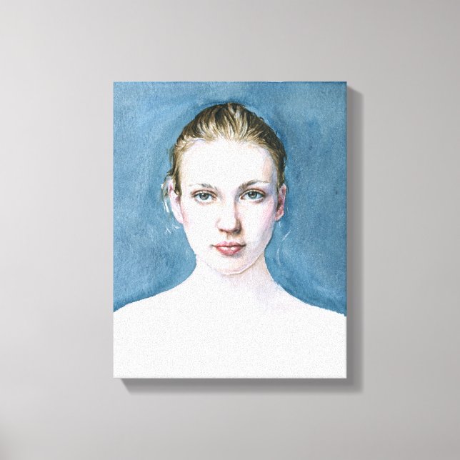 Portrait of Young Girl Watercolor Painting Canvas (Front)