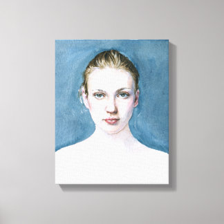 Portrait of Young Girl Watercolor Painting Canvas Print