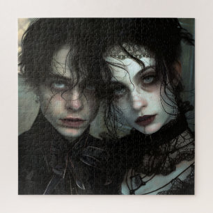 Portrait of Young Gothic Couple Jigsaw Puzzle