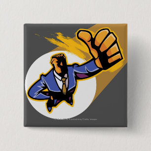 Portrait of young man showing thumbs up 15 cm square badge