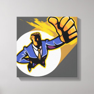 Portrait of young man showing thumbs up canvas print