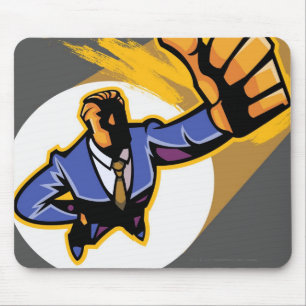 Portrait of young man showing thumbs up mouse mat