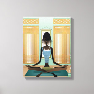Portrait of young woman doing yoga canvas print