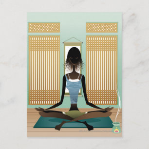 Portrait of young woman doing yoga postcard