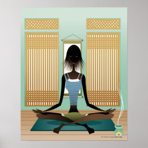Portrait of young woman doing yoga poster