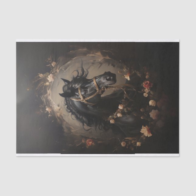 Portrait Painting of a Hors with Roses Tissue Paper (Front)