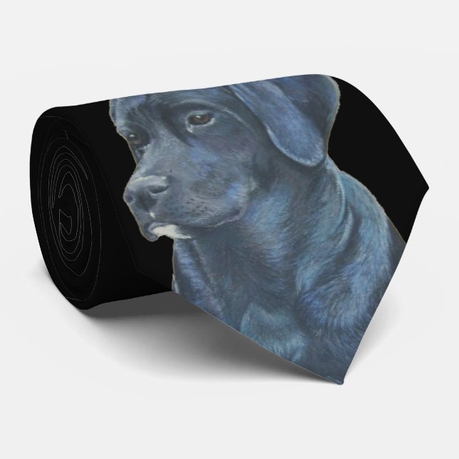 portrait painting of black labador dog tie (Rolled)