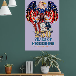Portrait Patriotic Eagle USA Poster Purple Version