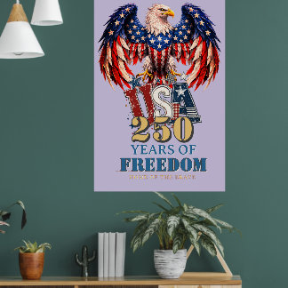 Portrait Patriotic Eagle USA Poster Purple Version