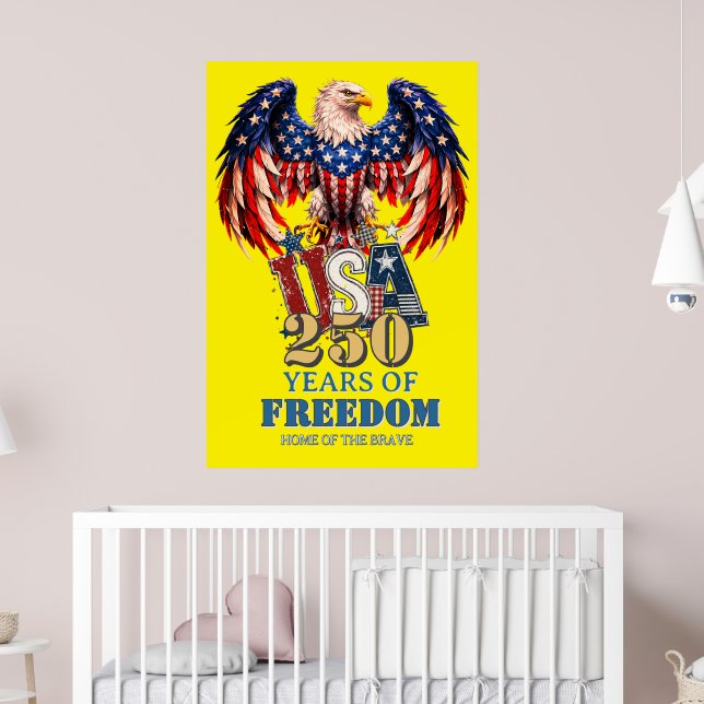 Portrait Patriotic Eagle USA Poster Yellow Version (Nursery 2)