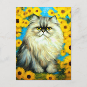 Portrait Petals Persian Cat Postcard