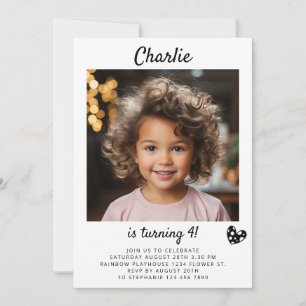 Portrait Photo Kids Picture Simple Script Birthday Invitation