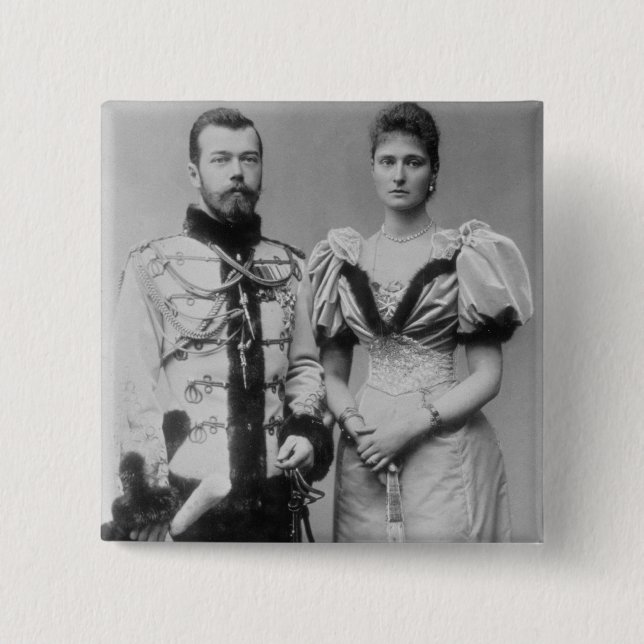 Portrait photograph of Tsar Nicholas II (1868-1918 15 Cm Square Badge (Front)