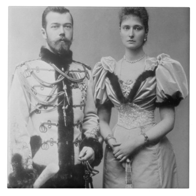 Portrait photograph of Tsar Nicholas II (1868-1918 Tile (Front)