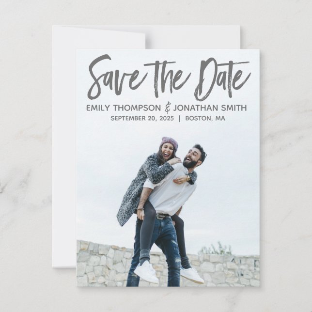 Portrait Picture Wedding Save the Date Card Modern (Front)