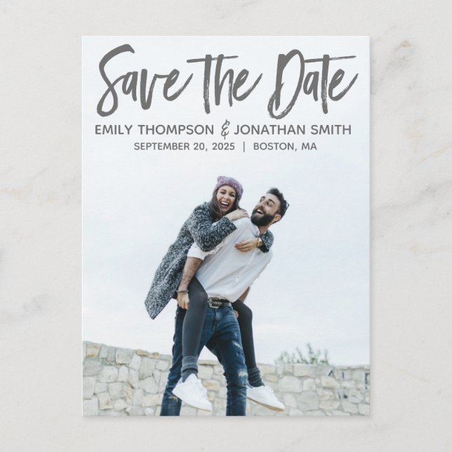 Portrait Picture Wedding Save The Date Postcard (Front)