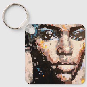 Portrait pixelisé puissant key ring