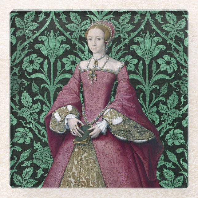 Portrait Princess Elizabeth Tudor, Queen  Glass Coaster (Front)