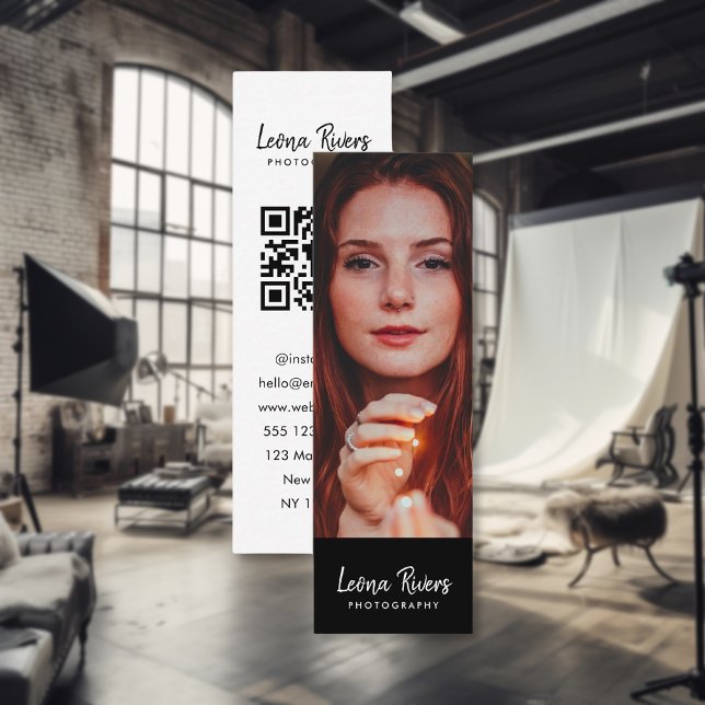 Portrait QR Code Photographer Business Card (Creator Uploaded)