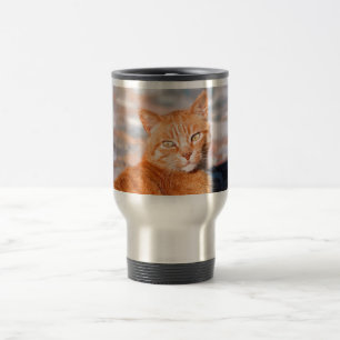 Portrait red cat travel mug
