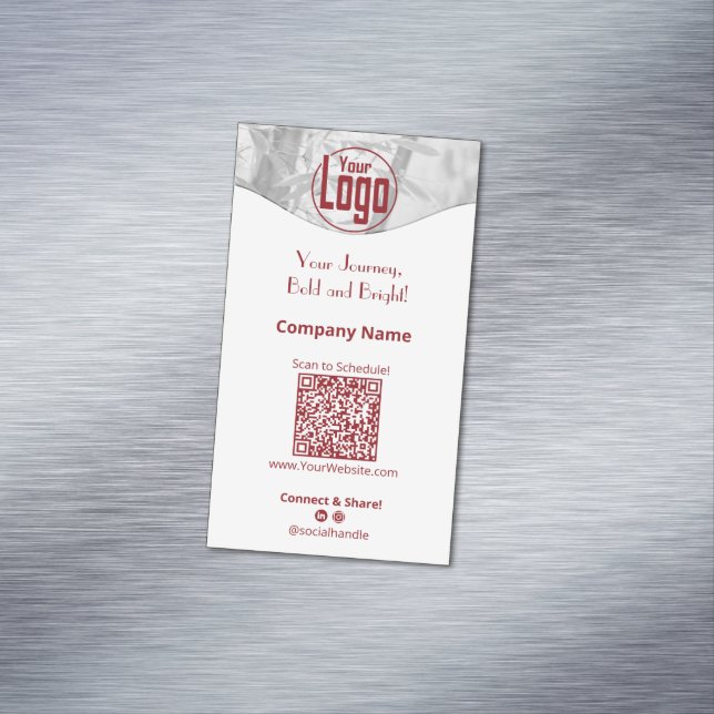 Portrait Red White Life Coach Company Magnetic Business Card (In Situ)