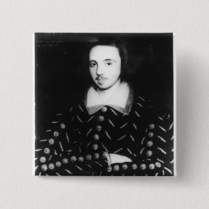 Portrait said to be Christopher Marlowe 15 Cm Square Badge