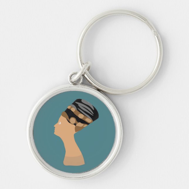 portrait silhouette Eegyptian queen Nefertiti Key Ring (Front)