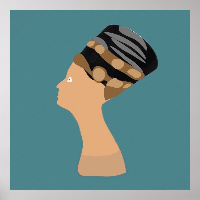 portrait silhouette Eegyptian queen Nefertiti  Poster (Front)