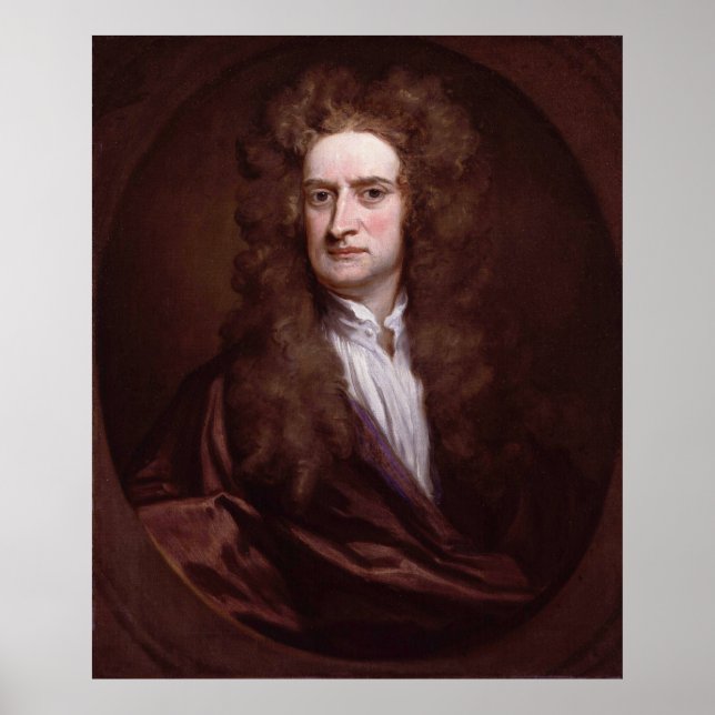 Portrait Sir Isaac Newton by Sir Godfrey Kneller Poster (Front)