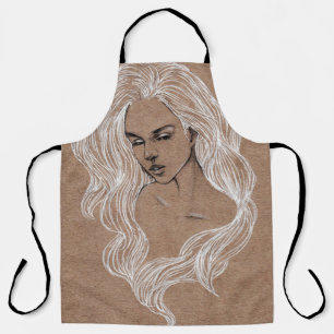 Portrait Sketch: Young Girl Illustration Apron