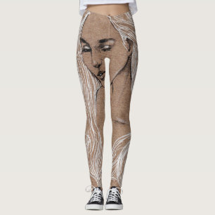 Portrait Sketch: Young Girl Illustration Leggings