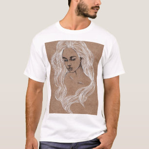 Portrait Sketch: Young Girl Illustration T-Shirt