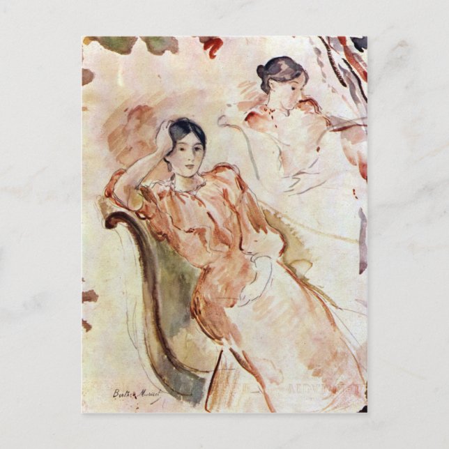Portrait studies of Jeanne Pontillon by Morisot Postcard (Front)